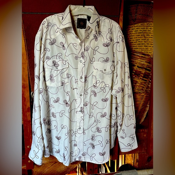 Other - West Adventure western shirt. Size XL. Off White Brown embroidery.